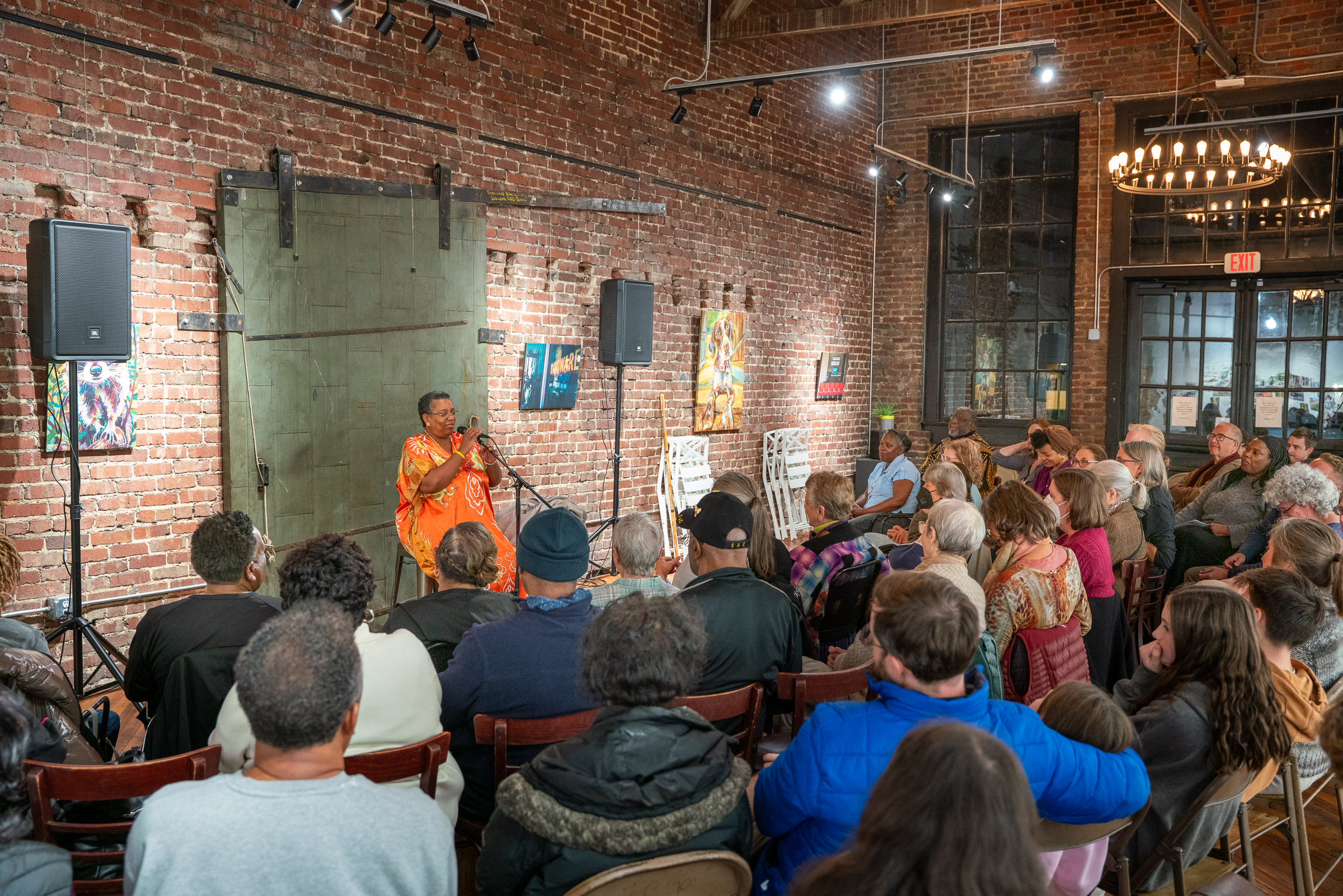 Sheila Arnold sharing stories with the community